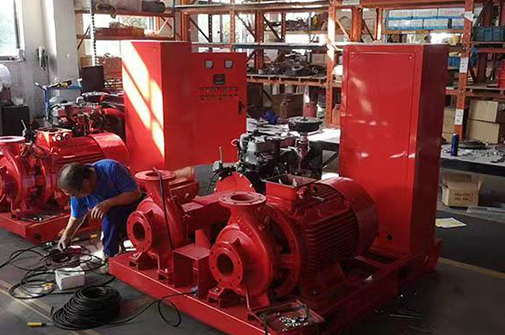 Diesel engine fire pump sold to Vietnam is being assembled